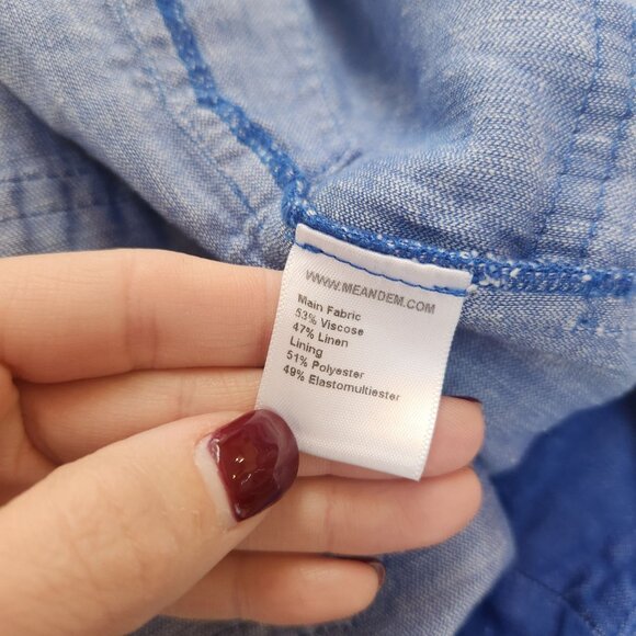 ME&EM Blue Wide Leg Trousers Pants Linen Blend Beachy Women's 16 - Picture 6 of 9